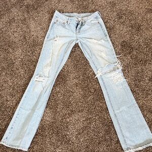 American Eagle Outfitters Light Wash Distressed Flare Jeans